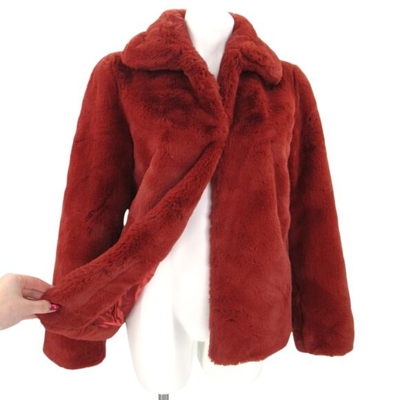 Bernardo Faux Fur Plush Jacket Amber Red Small New With Tag - Picture 8 of 8